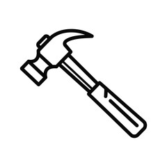 Simple line art icon of a hammer
