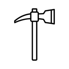 Fototapeta premium Black outline icon of a hammer with a pickaxe head