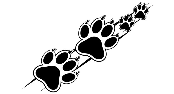 Dynamic paw prints powerfully stride forward creating a sense of adventure and wildness