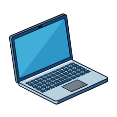 Open laptop computer on a white background, technology illustration