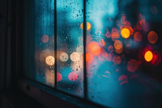 Night light boke window city architecture. - Powered by Adobe