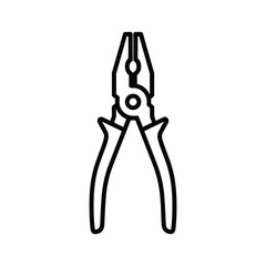 Line drawing icon of pliers, isolated on a