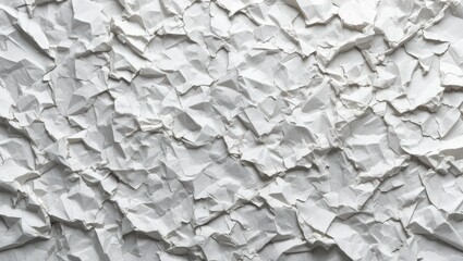 Crumpled White Paper Texture Background with Abstract Patterns and Dynamic Surface Details