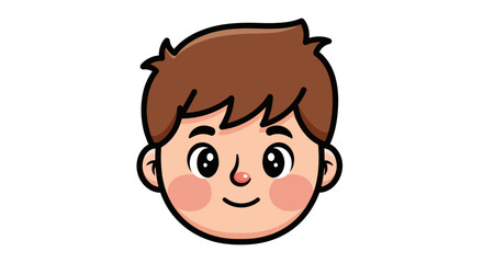 Obraz premium Charming cartoon boy with warm brown hair and a gentle smile, design graphic element