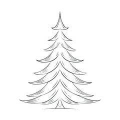 Obraz premium Elegant design of a Christmas tree for festive celebrations and decor.Vector hand draw