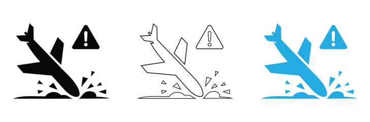 Warning sign for airplane crash landing emergency, representing aviation danger and urgent safety alerts