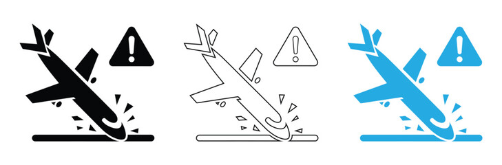 Urgent warning symbol alerts to impending airplane crash disaster, signaling aviation risk and safety concerns