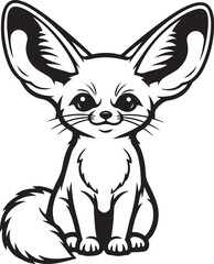 Cartoon fennec fox with large ears sitting on white background animal illustration