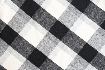 Black checkered napkin towel isolated, kitchen napkin cloth in black