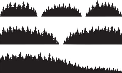Silhouette Forest Tree Line Border Collection With Multiple Designs trees nature