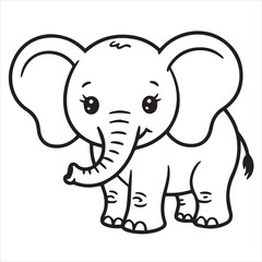 baby elephant cartoon line art