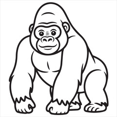 illustration vector of a gorilla coloring page
