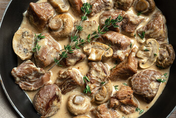 Creamy Chicken or Turkey  Meat and Mushroom Stroganoff
