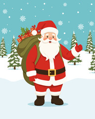 Merry Christmas with santa claus vector illustration