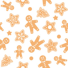Christmas Pattern with Cookies. Seamless Background.