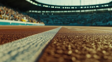 Sports arena track surface texture and white line detail in daylight