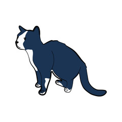 Cute doodle cat in a sitting pose. Cartoon pet kitten perfect for stickers, stationery, prints and pet-themed designs