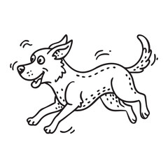 Joyful Dog Playing Ball Line Artwork