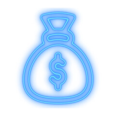 Blue Money Bag with Dollar Mark for Capital Funding, Revenue Targets, and Startup Finance Dashboards