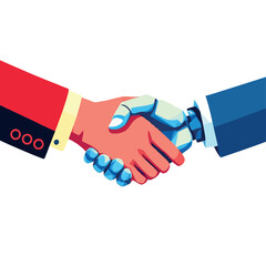 Human and robot hand shaking agreement