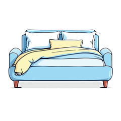 Cartoon bed illustrating sleep, rest, and comfort