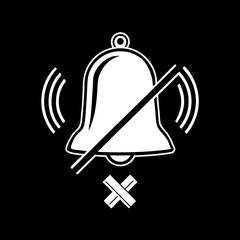 Mute Bell Icon With Sound Waves And X Symbol sound off