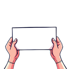 Hands holding blank paper sign for message