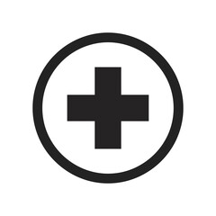 Fototapeta premium Black cross symbol inside a circle