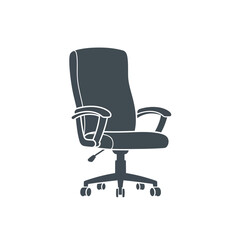 Fototapeta premium Dark gray office chair with wheels and armrests, representing a workspace or furniture