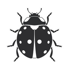 Black ladybug silhouette with white spots, a symbol of luck and nature