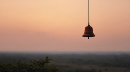 delicate bell glows as it animates gently when touched set against breathtaking sunset