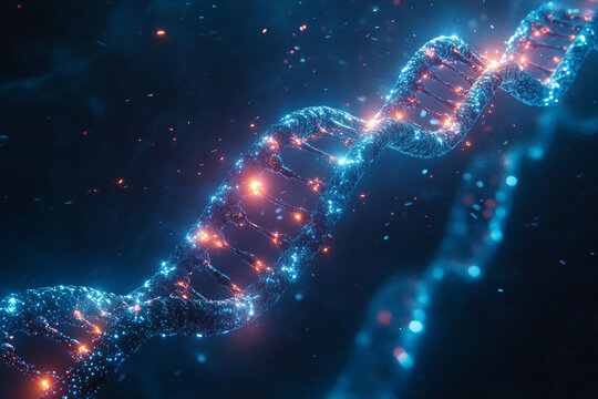 Generative AI Visualization of DNA Helix with Genetic Mutations and Molecular Structures