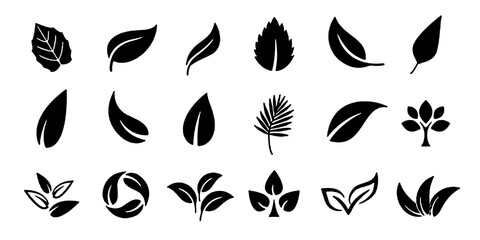 Leaf icons set ecology nature element, green leafs, environment and nature eco sign. Leaves on white background – vector