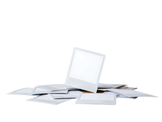 Blank half-folded booklet, postcard, flyer or brochure mockup template, isolated on png background