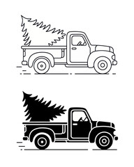Christmas tree truck vector illustration holiday season design christmas truck tree silhouette holiday truck
