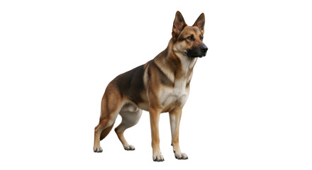 Isolated German Shepherd dog full body studio shot portrait standing still looking away