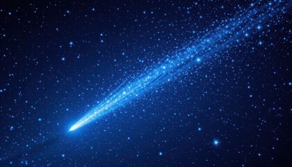 Bright Blue Comet Trailing Through a Starry Night Sky in Cosmic Space