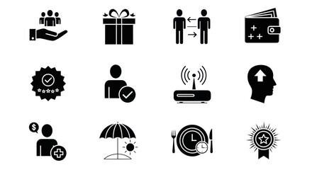 Icons set including team gift social networking wallet quality router growth and personal finance icons vector