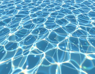 Dazzling Surface of Crystal Clear Water with Shimmering Light Reflections in Vibrant Blue