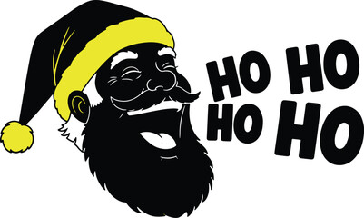 Santa Claus Laughing with Ho Ho Ho Greeting for Christmas Holiday