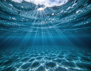 Sunlight Filtering Through Water Surface Creating Stunning Patterns Underneath Ocean Waves