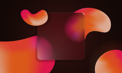 Stylish red burgundy glassmorphism background with glowing blur and matte surface. Trendy modern glass morphism concept for UI, summer poster, or digital app.