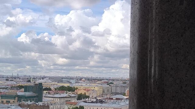 Sunny morning view of St. Isaac's Cathedral, Alexander Garden, Admiralty and the historic center of St. Petersburg, Russia