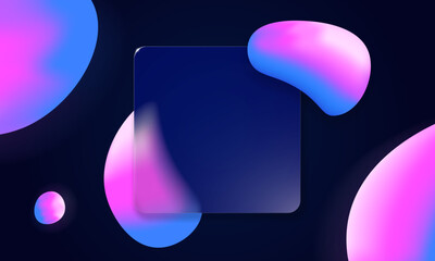 Sleek purple blue glassmorphism interface with soft light, frosted bubbles, and glossy gradient. Glass morphism futuristic tech banner or app design.