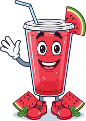 Hot Juice Watermelon Cartoon Character Vector | Fun Fruit Illustration | Summer Drink Clipart | Refreshing Juice Design