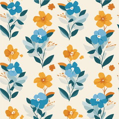 Seamless of minimalist floral pattern Colorfull Flowers style