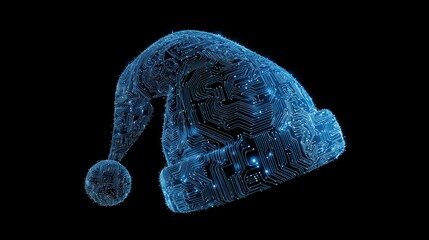 Digital Santa hat with circuit patterns