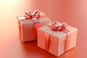 Obraz premium Sports-themed ornaments for the sports fan in the family, 3d illustration of two light red gift boxes with bows