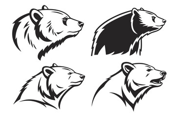 Naklejka premium Minimalist bear portrait icon set with yellow and black accents