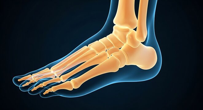 Detailed 3d medical illustration of human foot skeleton anatomy